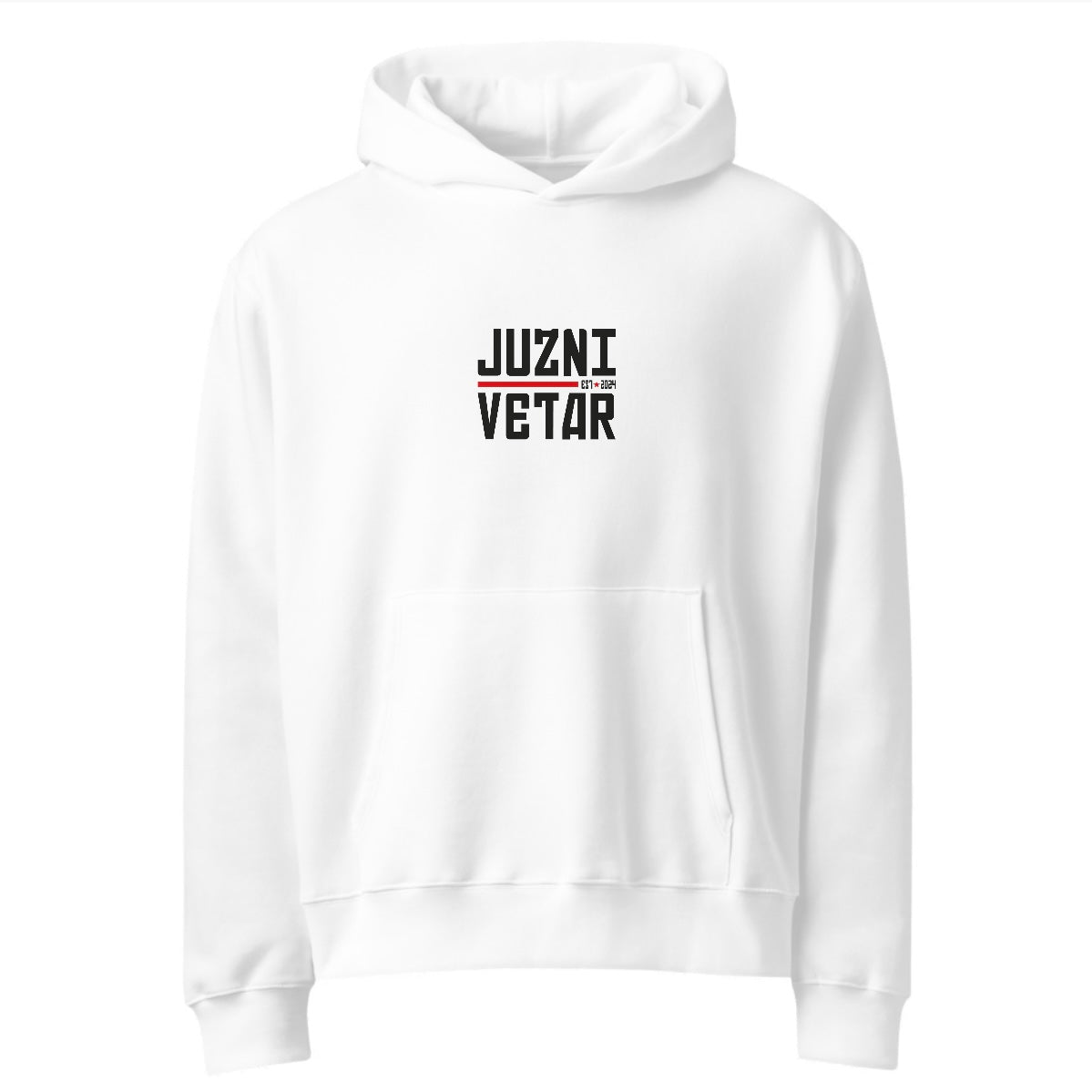JUZNI VETAR Premium Hoodie – Minimal Front, Bold Back
